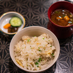 鎹 - 白魚と菜の花、筍の炊き込みご飯
