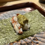 新富 きた福 - 焼きがに かに味噌の手巻き寿司