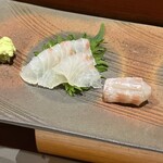 鮨匠 のむら - メイチダイの刺身とヒラメのエンガワ