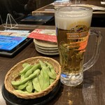 白木屋 - 一番搾り+お通し