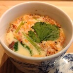 すしやのたい悟 - 茶碗蒸し（イカ、白子、百合根、桜海老）