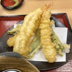 極楽湯 - 海老とインゲンの天ぷら