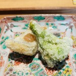 日本料理FUJI - エボダイと菜の花のおかき揚げ