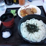 四国うどん - ざるうどんセット（かき揚，唐揚げ，じゃこ天付）340円