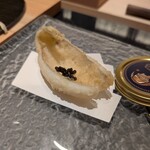 銀座 鮨 天ぷら いわい - キス天にもキャビアのせてみた