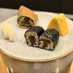 鮨 輝泉 - 干ぴょう巻き、干ぴょう稲荷、玉 、べったら漬け