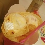 サーティワンアイスクリーム - 7月の限定レモンチーズ何とかとパパココナッツアイスのチーズケーキベリーソースのクレープ。