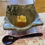 288848294 - 先付け「紅はるかの入った牛乳のお豆腐」