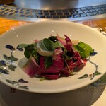 ステーキ懐石都 春日 - 有機野菜のサラダ  アンチョビのドレッシング