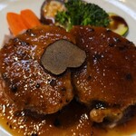 キッチン ブルー グローブ - 正面から、大きなブロック、濃いめのソース