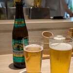 やきとり 児玉 - ビールで乾杯「おつかれさま〜！」もちろん私はノンアルよ〜♪