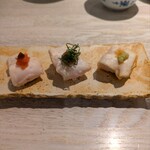 やきとり 児玉 - 「ささみ」わさび、梅しそ、明太子の３種。やっぱ一番は梅しそでしょ〜♪