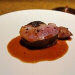 シャテーニュ - 宮城県産野田鴨　胸　手羽元　豚のソース　葱のピュレ