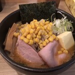 人力俥 - 味噌バターコーンラーメン1100円税込。バターがたっぷり！