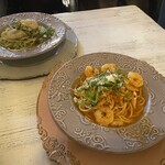 Cafe&Bar Wish - ◉むきエビのトマトクリームパスタ／1,410円税込
            ◉広島県産大粒カキのジェノベーゼパスタ／1,680円税込