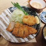 名代とんかつ かつくら - カニクリームコロッケ&ヒレカツセット