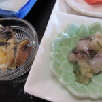 松野や - あわびつぶ煮、たこわさび明太子、塩辛