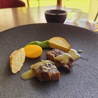 高宮庭園茶寮 - お肉 和牛ミスジ 柚子白味噌