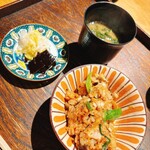 御料理 ふじ田 - 揚げた九条ネギ 焼きアナゴ