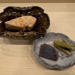 鮨桂太 - 鮟肝と奈良漬・花山葵