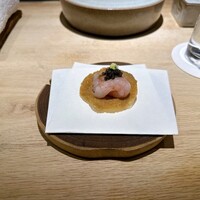天ぷら成 - 甘えび（えび味噌醤油）、えびせん、キャビア 