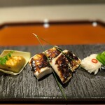 おい河 - 【焼き物】焼きたけのこ　マナガツオふき味噌焼き
      菊花かぶ