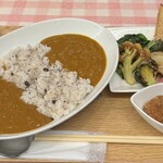 アーリオ・オーリオ - あいがけカレー(¥1,000)
本日の素揚げ野菜(¥350)
おからこんにゃくカツ(¥200)
