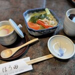 しほう田 - ランチの茶碗蒸しとサラダ