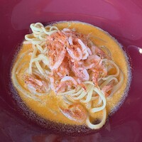 表参道うかい亭 - 小海老のパスタ。濃厚なスープでした。