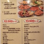 ホルモン屋 雷神 - コースメニュー