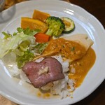 キッチン ブルー グローブ - ワンプレートにして