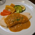 キッチン ブルー グローブ - 鰈ポワレのアップ