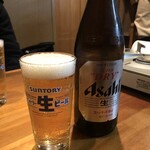 博多もつ鍋 たじまや - 瓶ビールはアサヒのスーパードライです。