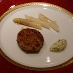 アルカション - 帆立香草パン粉焼き揚げとホワイトアスパラ