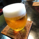 手打そば千花庵 - セットの一口ビール