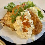 熊ヶ井旅館食堂 - 【宮古トラウトサーモンフライとほたてグラタン】