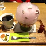 茶庭 然花抄院 渋谷ヒカリエ ShinQs店 - 桜ぱふぇ(ﾄﾞﾘﾝｸ､お茶請け付き)