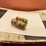 秋田 てんぷら みかわ - ⑨アスパラ根元