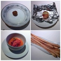 リストランテ ラ・バリック トウキョウ - 前菜の前に出てくる、小さい前菜三品です！グロッシーニは最初からテーブルにセットされてます☆