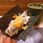 寿司 松岡 - めひかりのウニソース（追加）