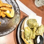 千年の宴 - ヤゲン軟骨の唐揚げと長芋と里芋のフライ