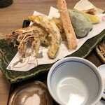 蕎麦切り　稲おか - 海老天！カボチャ、人参、ピーマン　塩付き　天つゆはなし　塩派なので‍♀️