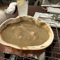 かに道楽 横浜店 - かにみそ甲羅焼き(器は磁器)