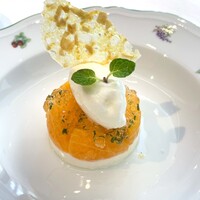 オザワ - せとかのチーズケーキ、ヨーグルトシャーベット添え
