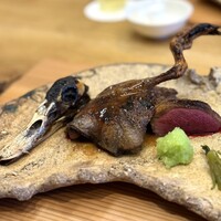 柚木元 - ・天然真鴨 骨付きモモ肉、ムネ肉、モツの鴨バーグ