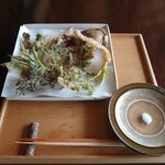 ふくべ三 - 蕎麦粉で揚げた天麩羅ﾀﾁ❤️(*’ω’ﾉﾉﾞ☆ﾊﾟﾁﾊﾟﾁ♡塩で頂きます(*´σｰ｀)