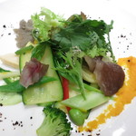 リストランテ サクラ - オードブル　千葉の大地の恵み　30種類以上の野菜のガルグイユ　人参と牛蒡のピュレ