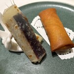 文菜華 - 北京ダック、ネギ味噌、そして本格的な鶏皮でした。春巻きも餡が最高に美味しい