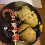 おでん よ田 - おでん　タコ・ロールキャベツ・ジャガイモ