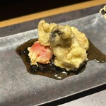 10/1 - 牡蠣とトマトの天ぷら　海苔ポン酢ジュレ